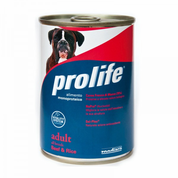 Prolife Adult manzo e riso Monoproteico umido cane 400 gr - Jonica Mangimi