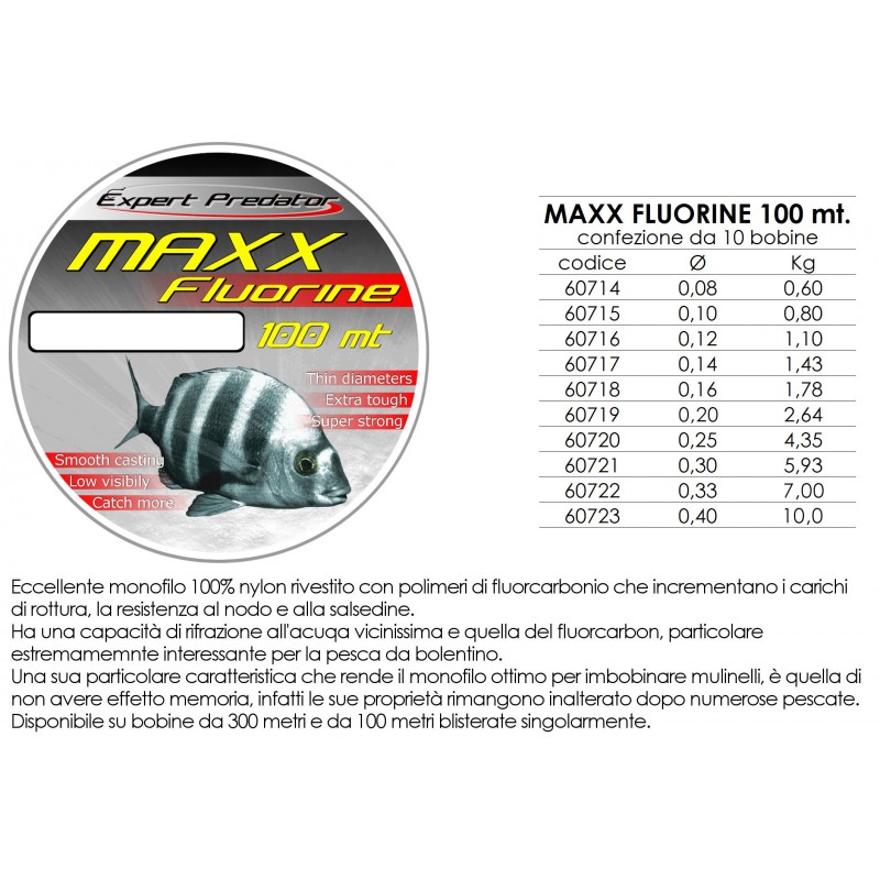 Filo Maxx florine expert predator 0,12 mt 100 - Jonica Mangimi